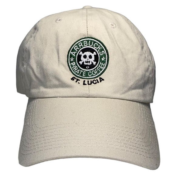 St. Lucia Souvenir Baseball Cap Hat‎ Pirate Skull Cross Bones Starbucks Spoof - Picture 1 of 9
